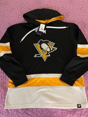 Fanatics Penguins Black, Gold & White Crewneck Hockey Hoodie